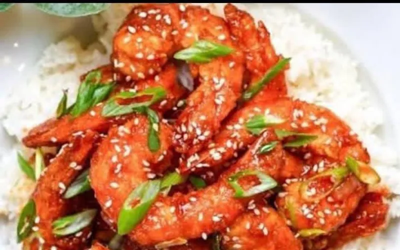 A sesame chilli dish over rice, the opening picture of jikjikchinese.sitey.pk